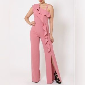 One Shoulder Ruffle Jumpsuit